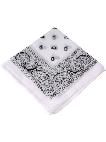 US Toy; White Cowboy Cowgirl Western Bandana Head Scarf Costume Accessory; Category:Adult Costume Accessories; Image:1